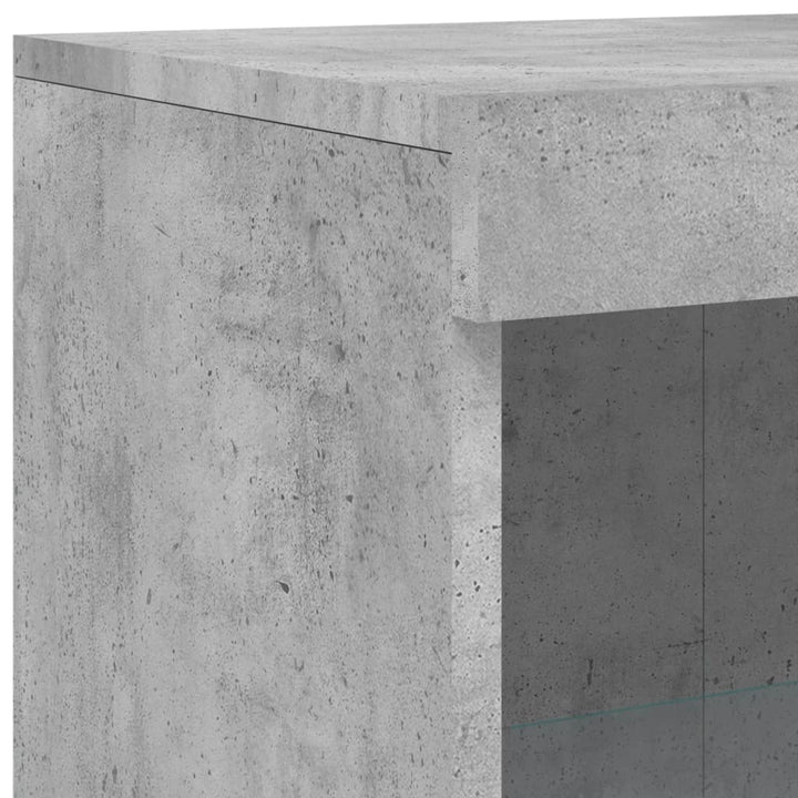 skab med LED-lys konstrueret træ betongrå