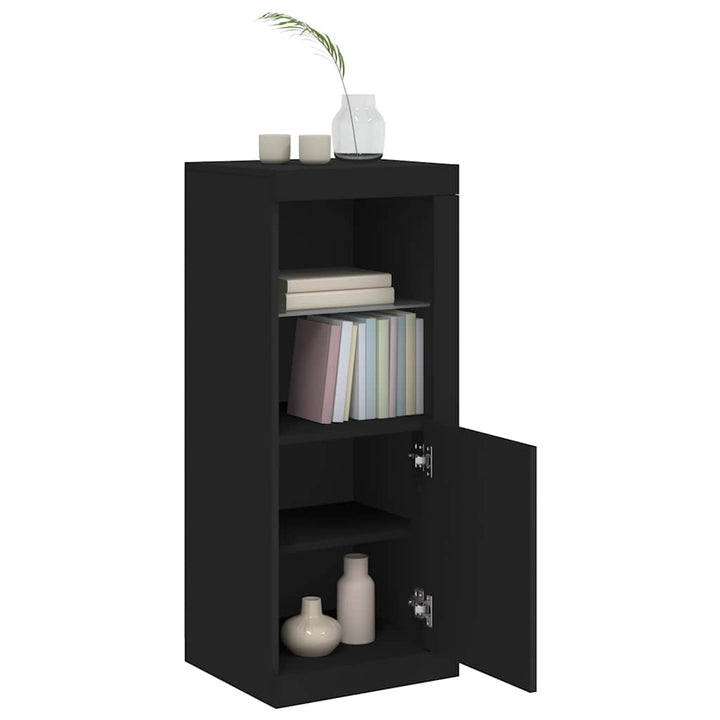skænk med LED-lys 41x37x100 cm sort