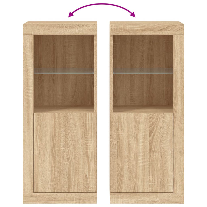 skænk med LED-lys 41x37x100 cm sonoma-eg