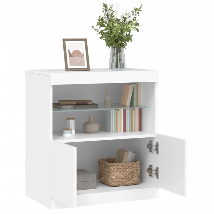 skænk med LED-lys 60x37x67 cm hvid