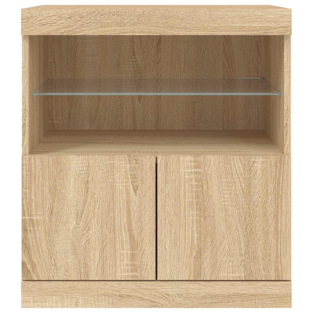 skænk med LED-lys 60x37x67 cm sonoma-eg
