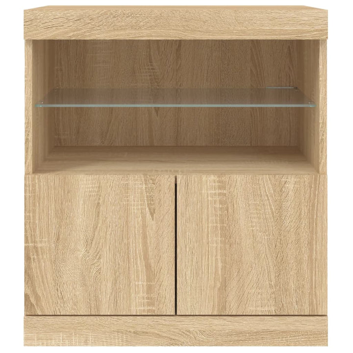 skænk med LED-lys 60x37x67 cm sonoma-eg