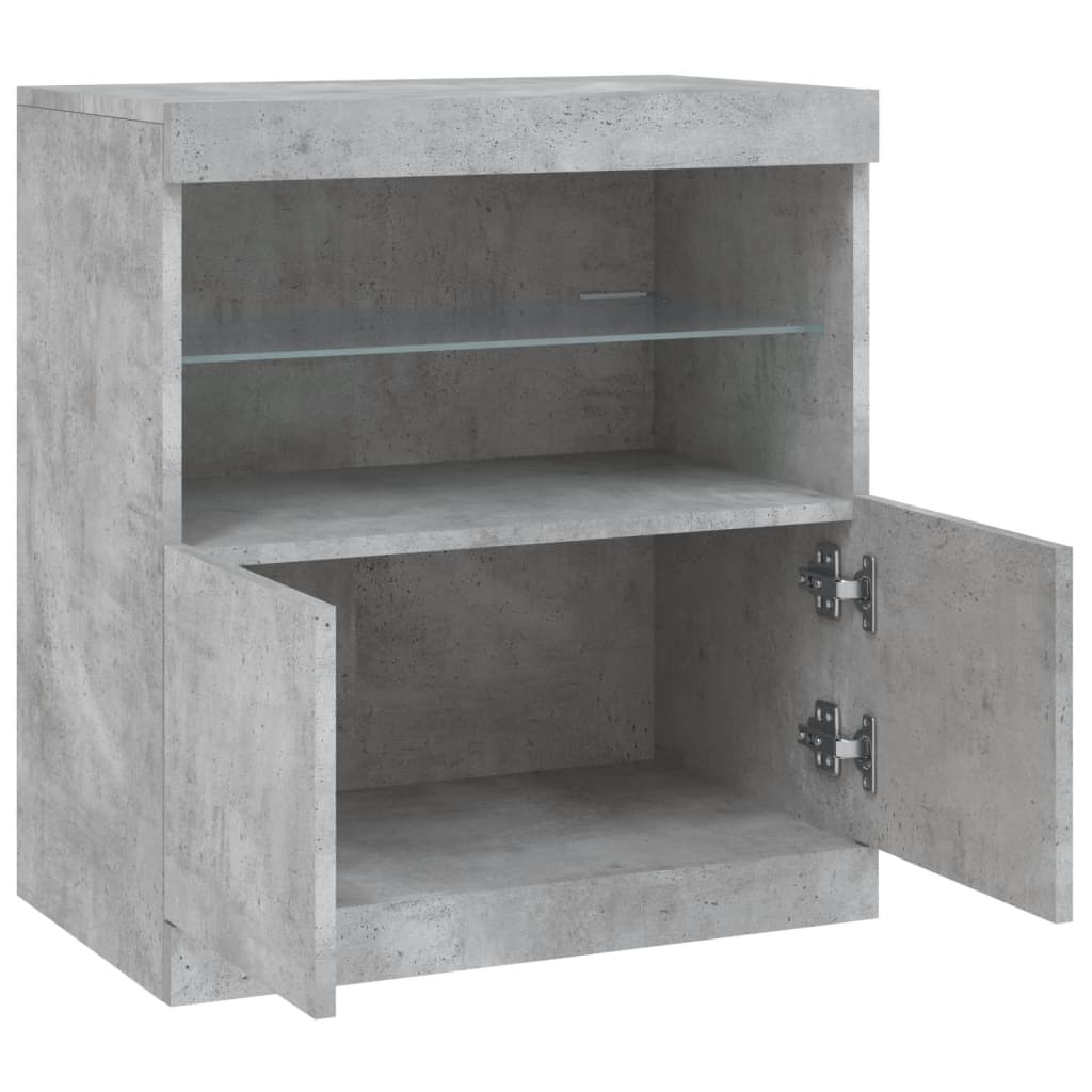 skænk med LED-lys 60x37x67 cm betongrå