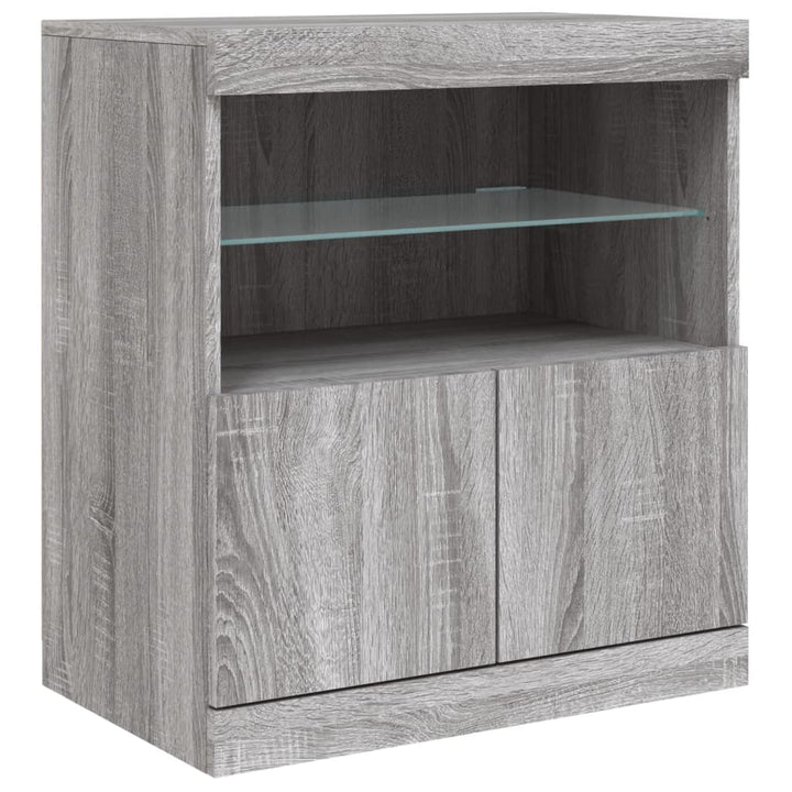 skænk med LED-lys 60x37x67 cm grå sonoma-eg