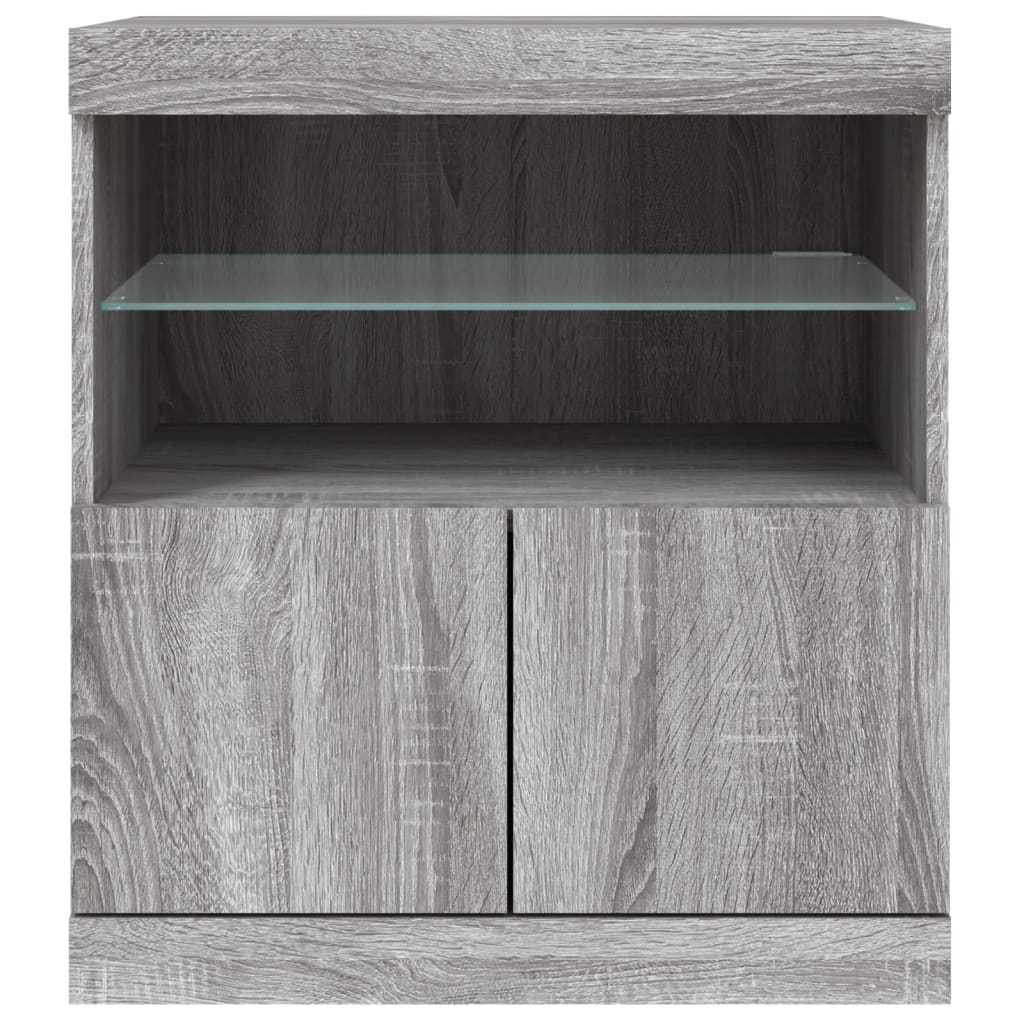 skænk med LED-lys 60x37x67 cm grå sonoma-eg