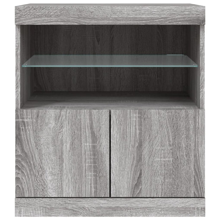 skænk med LED-lys 60x37x67 cm grå sonoma-eg
