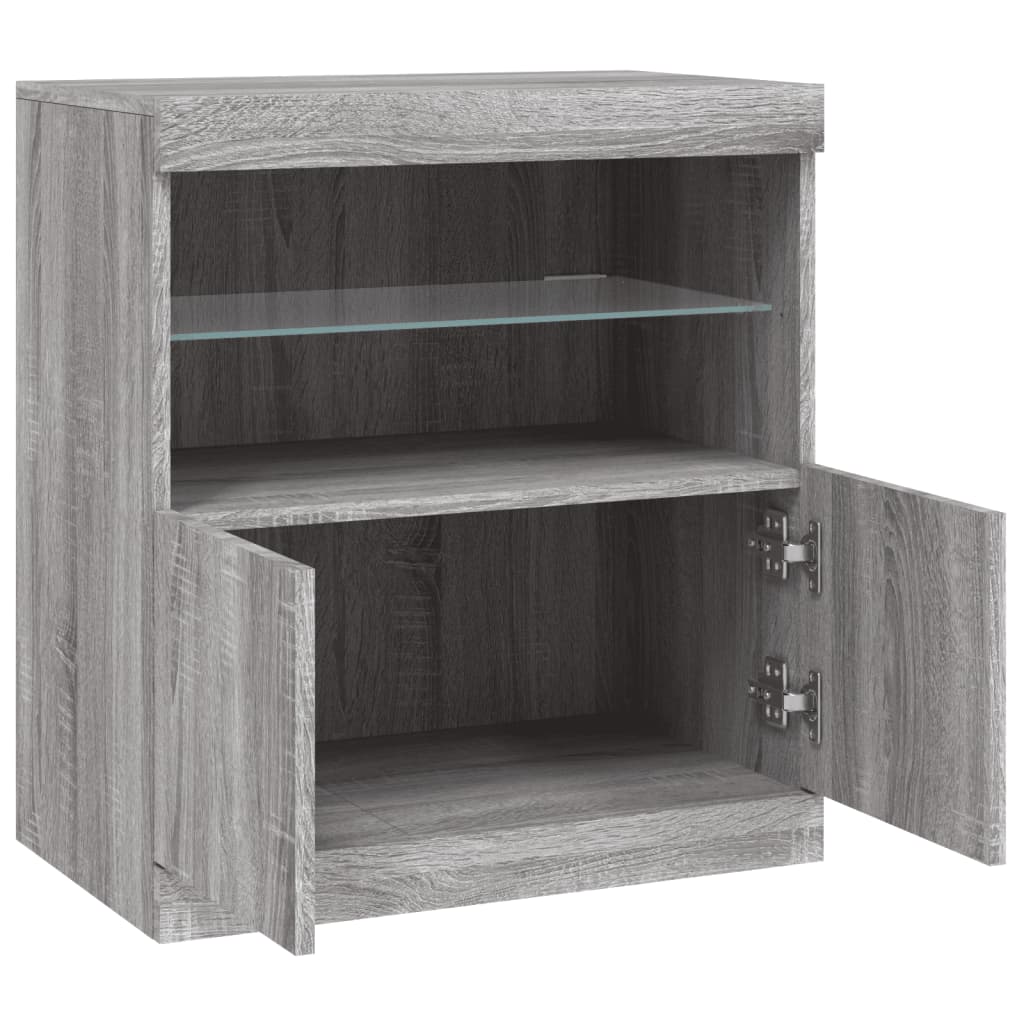 skænk med LED-lys 60x37x67 cm grå sonoma-eg