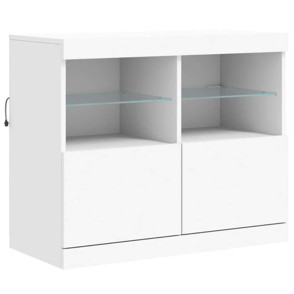 skænk med LED-lys 81x37x67 cm hvid
