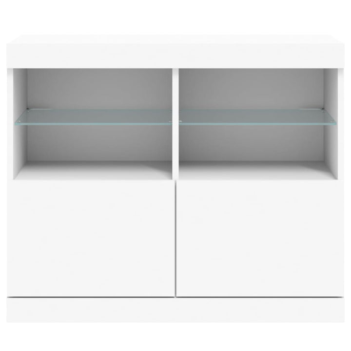 skænk med LED-lys 81x37x67 cm hvid