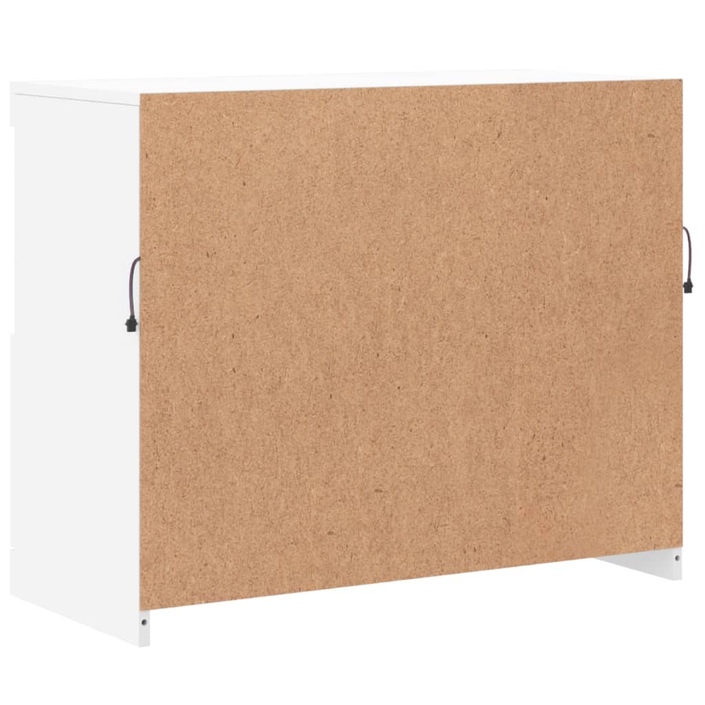 skænk med LED-lys 81x37x67 cm hvid
