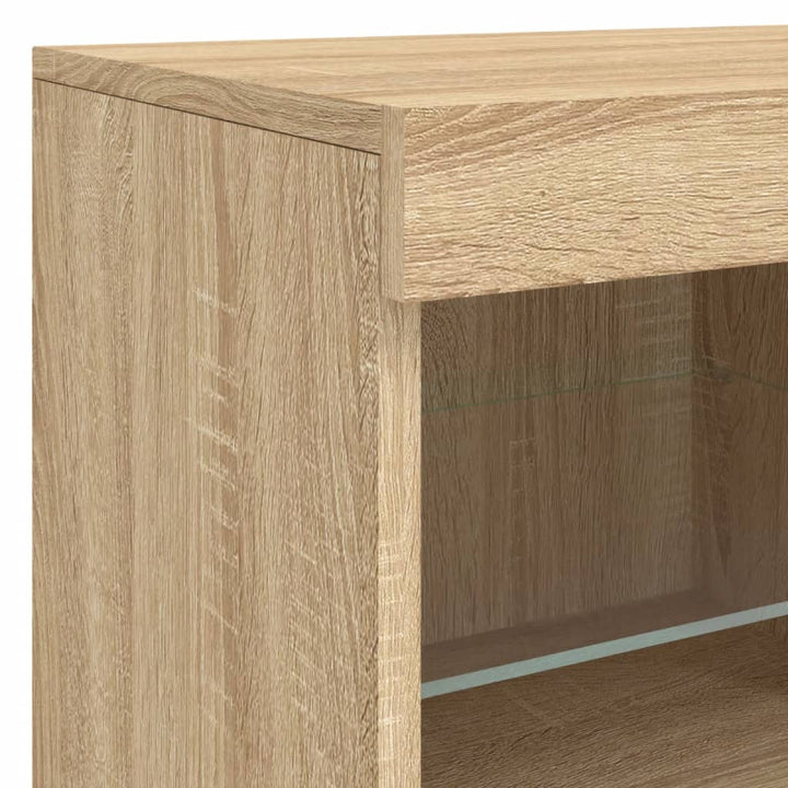 skænk med LED-lys 81x37x67 cm sonoma-eg