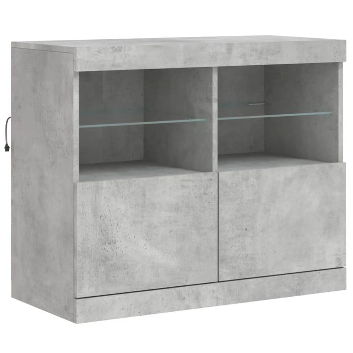 skænk med LED-lys 81x37x67 cm betongrå
