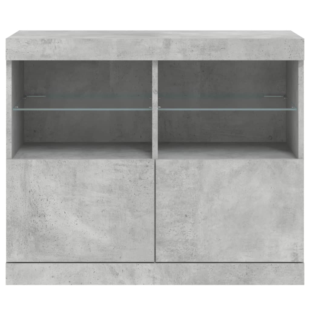 skænk med LED-lys 81x37x67 cm betongrå