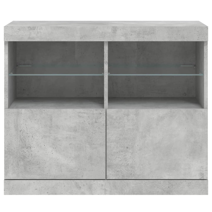 skænk med LED-lys 81x37x67 cm betongrå