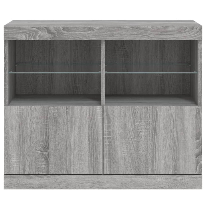 skænk med LED-lys 81x37x67 cm grå sonoma-eg