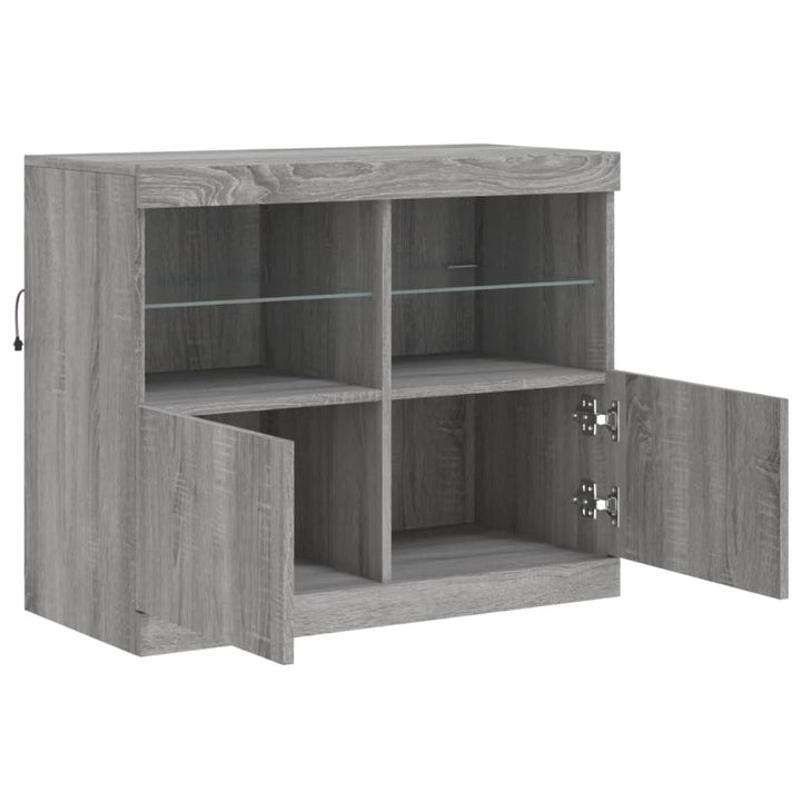 skænk med LED-lys 81x37x67 cm grå sonoma-eg