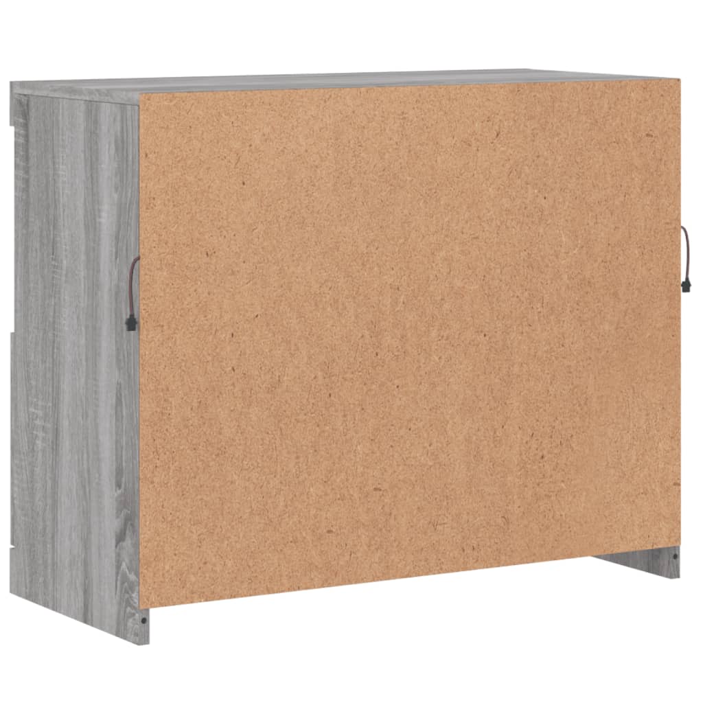 skænk med LED-lys 81x37x67 cm grå sonoma-eg