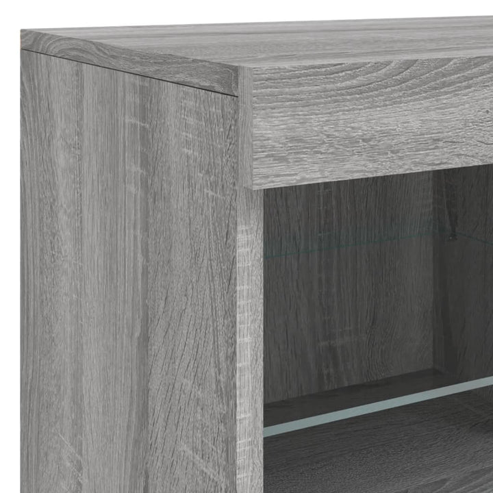 skænk med LED-lys 81x37x67 cm grå sonoma-eg