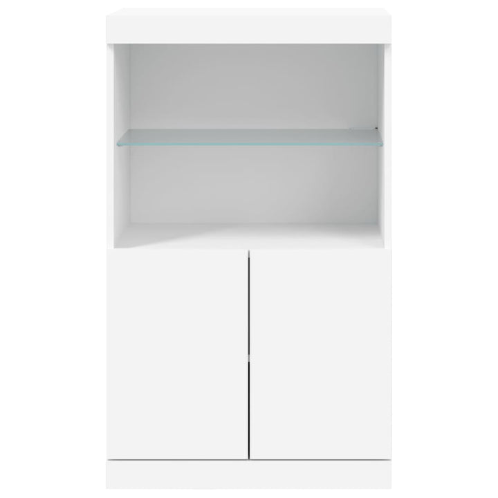 skænk med LED-lys 60,5x37x100 cm hvid