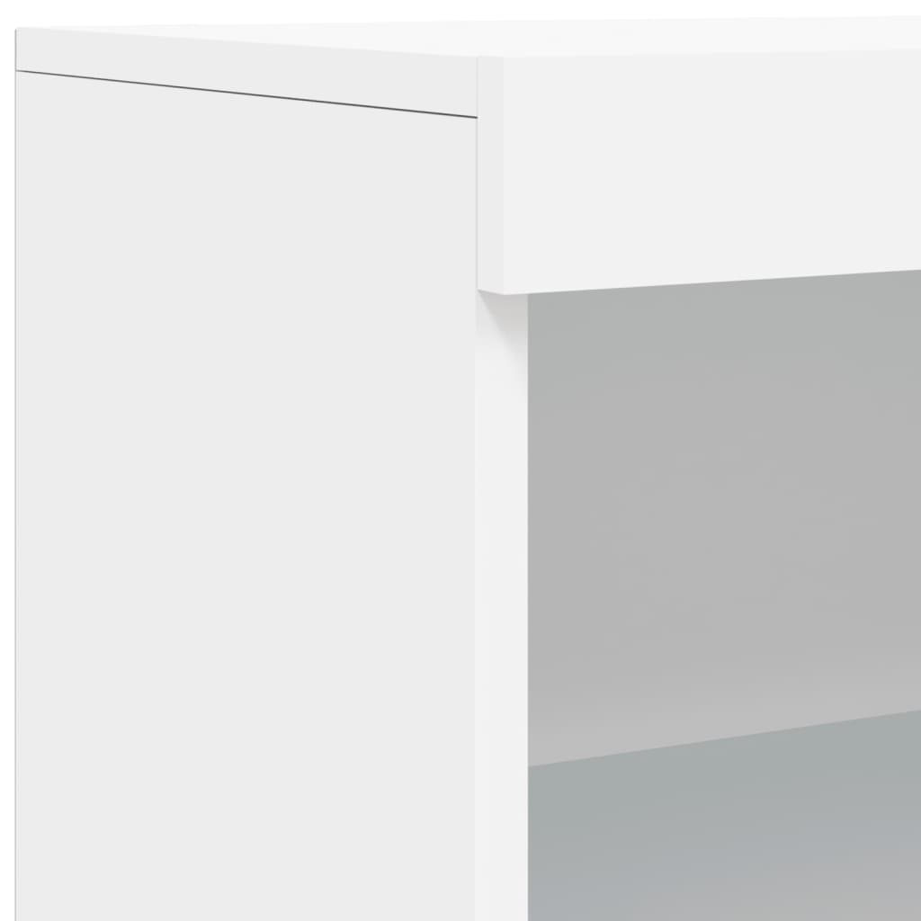 skænk med LED-lys 60,5x37x100 cm hvid