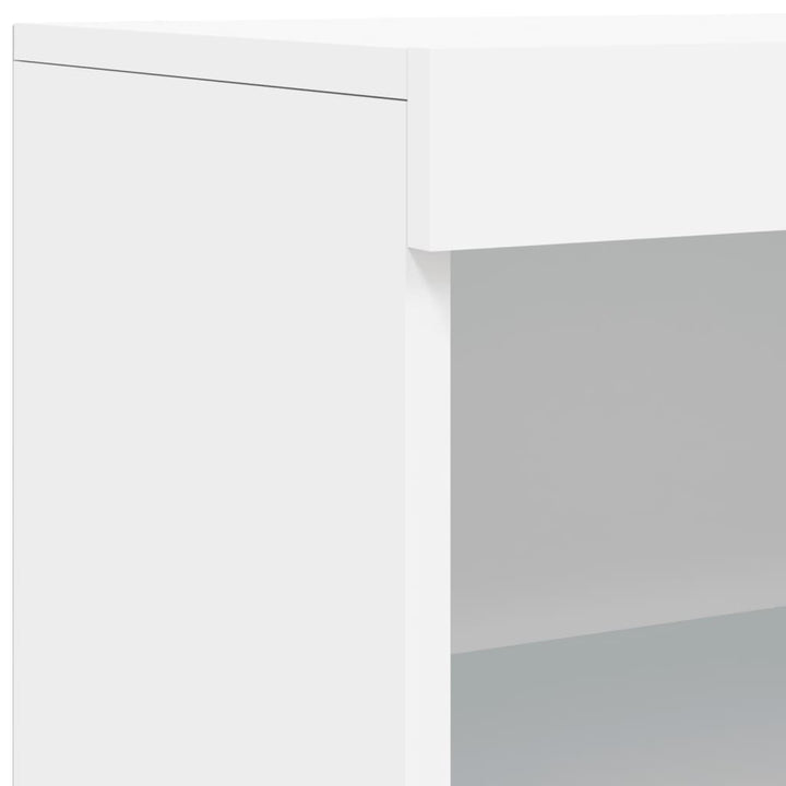 skænk med LED-lys 60,5x37x100 cm hvid