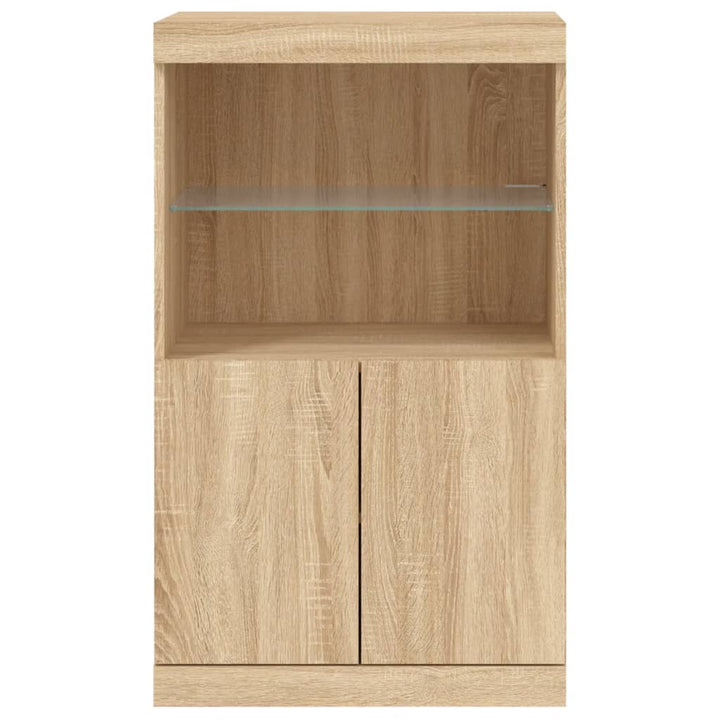 skænk med LED-lys 60,5x37x100 cm sonoma-eg