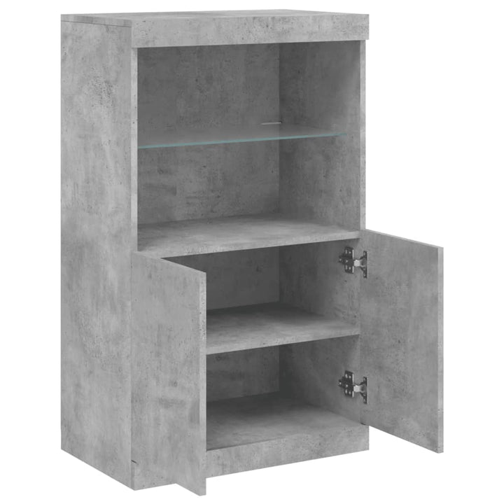 skænk med LED-lys 60,5x37x100 cm betongrå