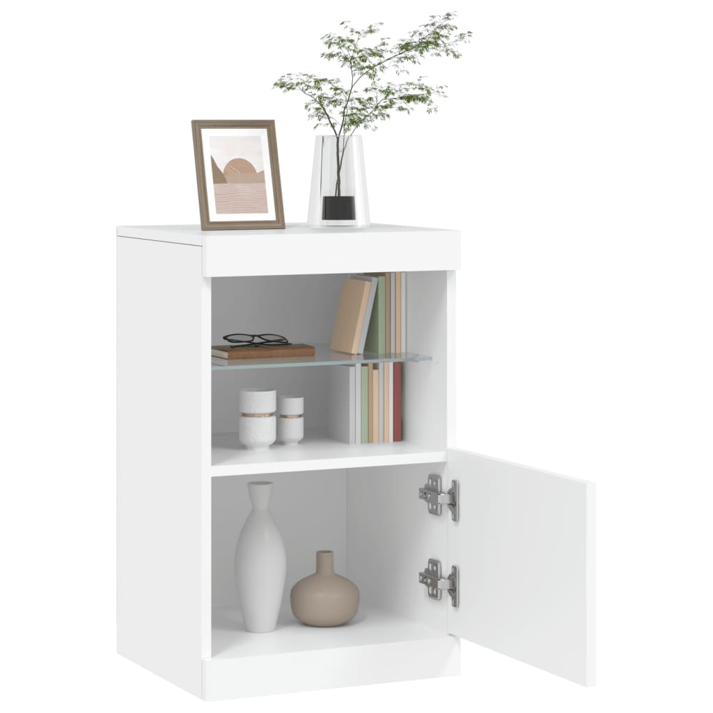 skænk med LED-lys 41x37x67 cm hvid