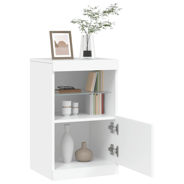 skænk med LED-lys 41x37x67 cm hvid