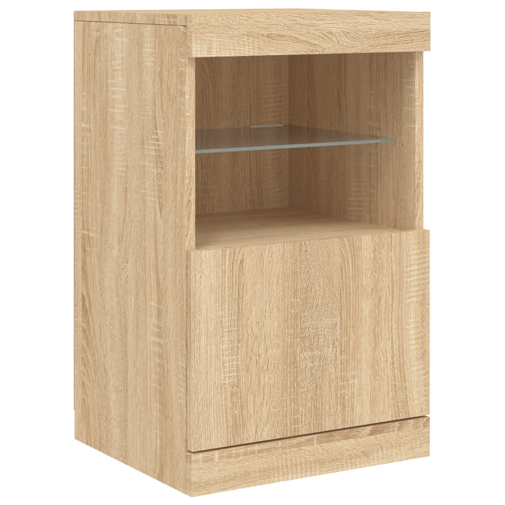 skænk med LED-lys 41x37x67 cm sonoma-eg