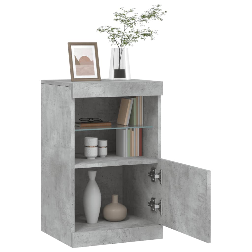 skænk med LED-lys 41x37x67 cm betongrå