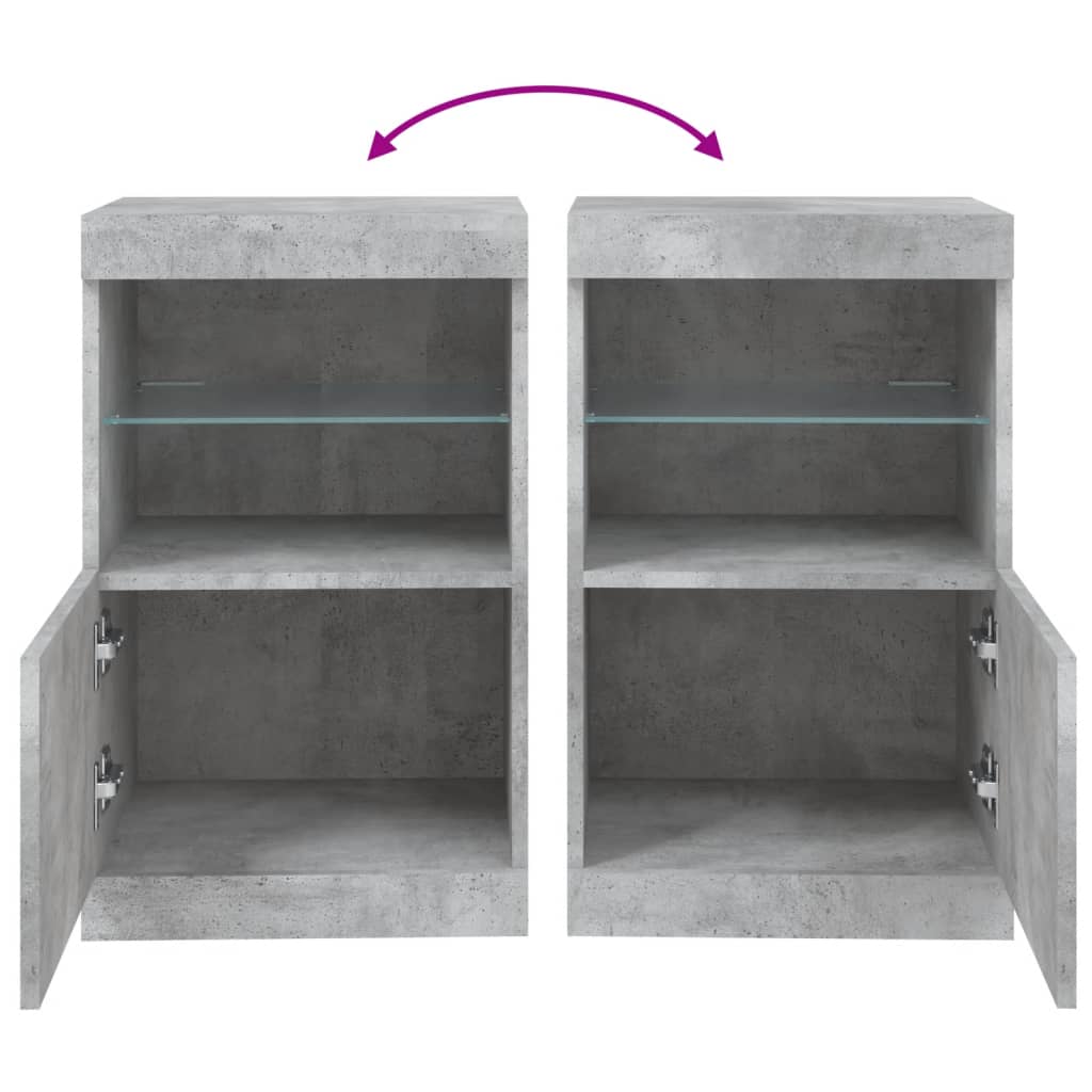 skænk med LED-lys 41x37x67 cm betongrå