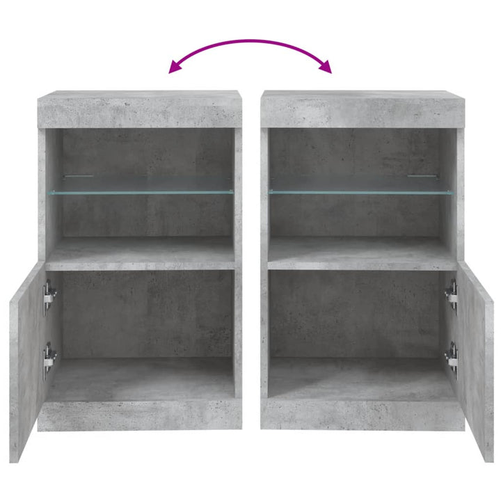 skænk med LED-lys 41x37x67 cm betongrå