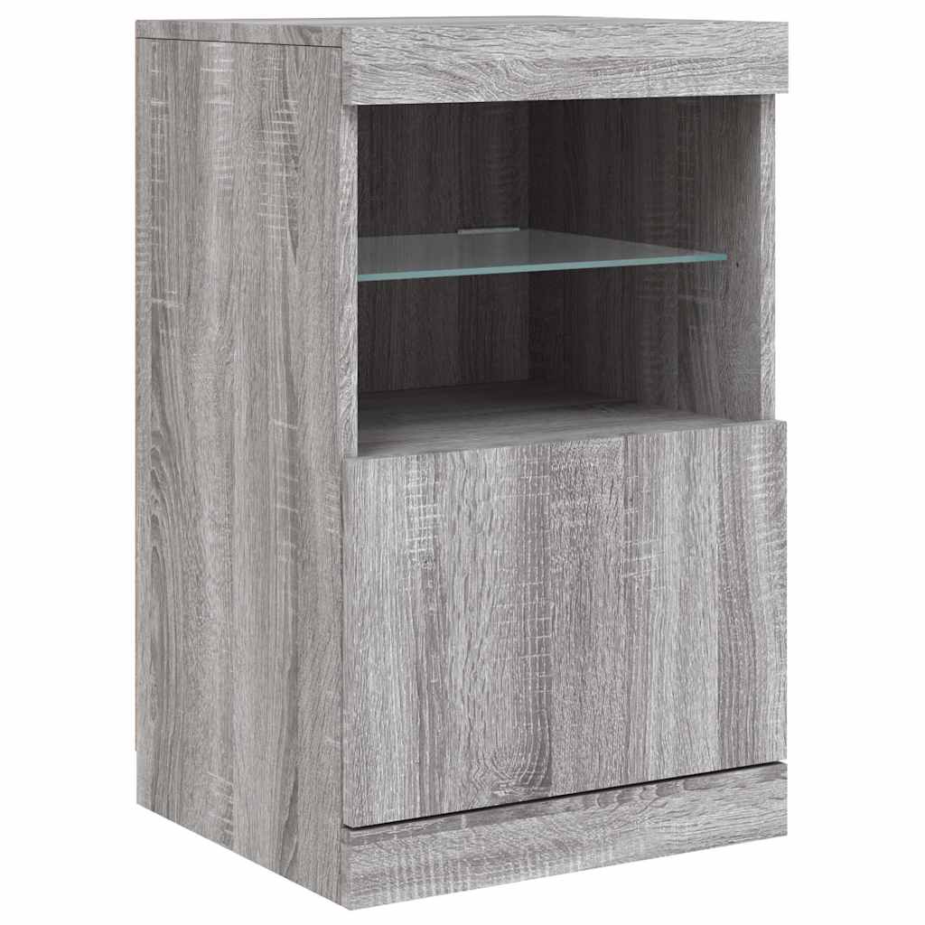skænk med LED-lys 41x37x67 cm grå sonoma-eg