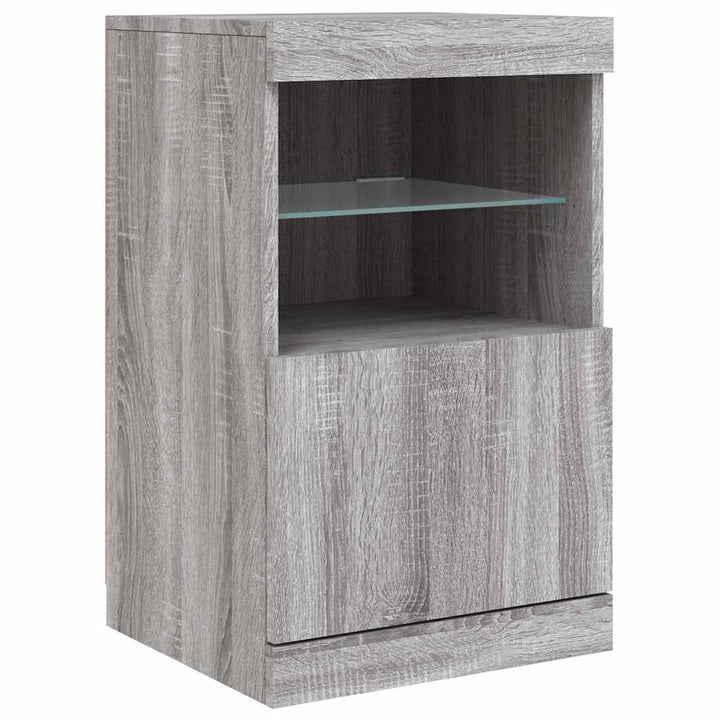 skænk med LED-lys 41x37x67 cm grå sonoma-eg
