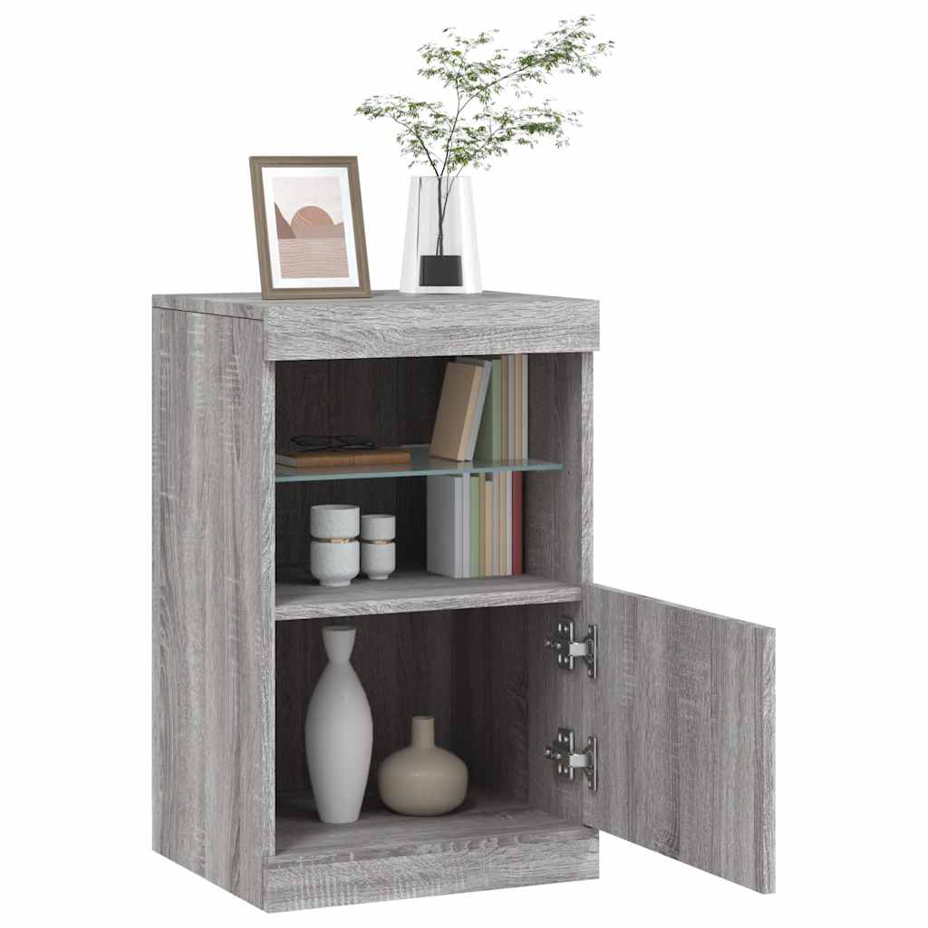 skænk med LED-lys 41x37x67 cm grå sonoma-eg