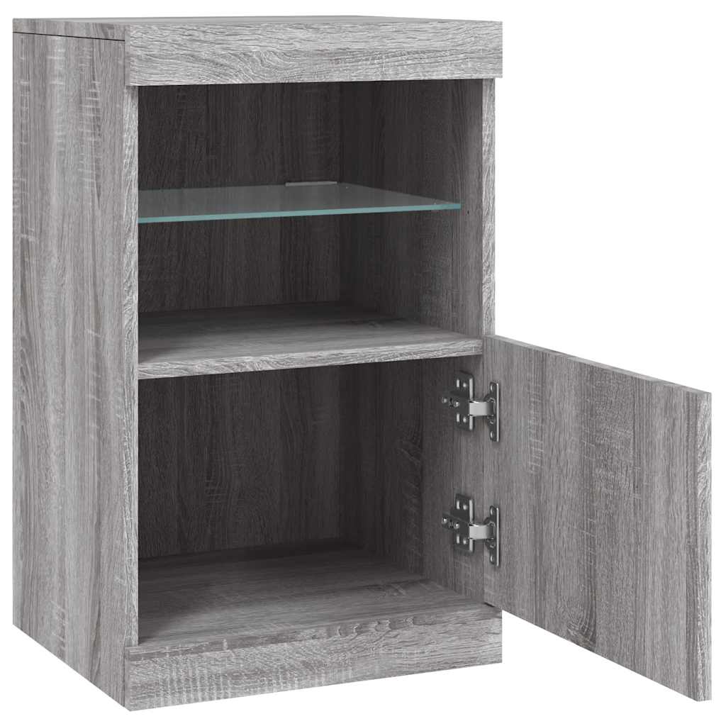 skænk med LED-lys 41x37x67 cm grå sonoma-eg