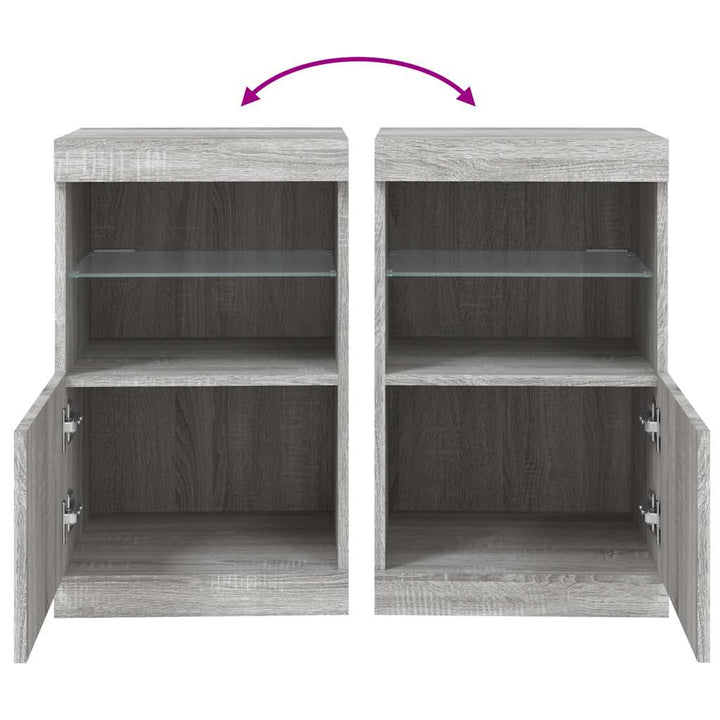 skænk med LED-lys 41x37x67 cm grå sonoma-eg