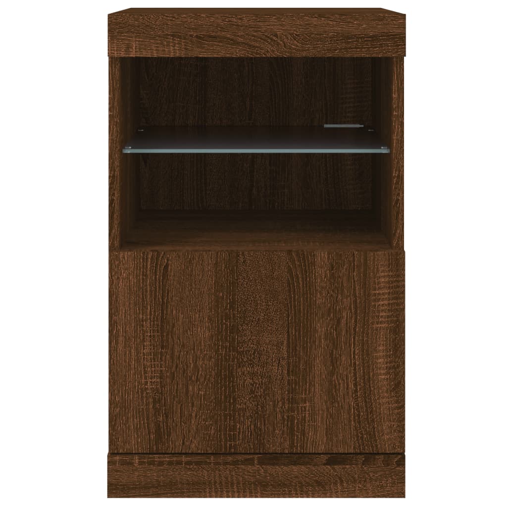 skænk med LED-lys 41x37x67 cm brun egetræsfarve