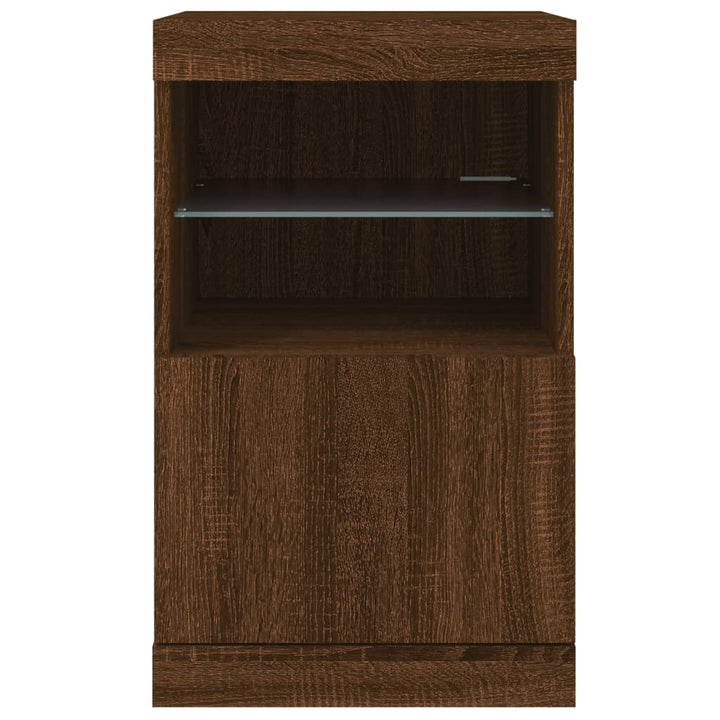 skænk med LED-lys 41x37x67 cm brun egetræsfarve
