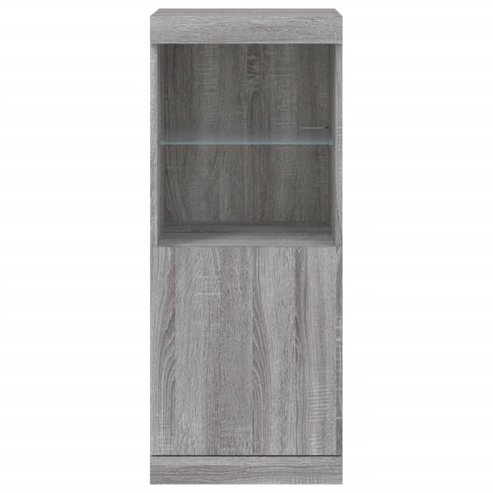 skænk med LED-lys 41x37x100 cm grå sonoma-eg