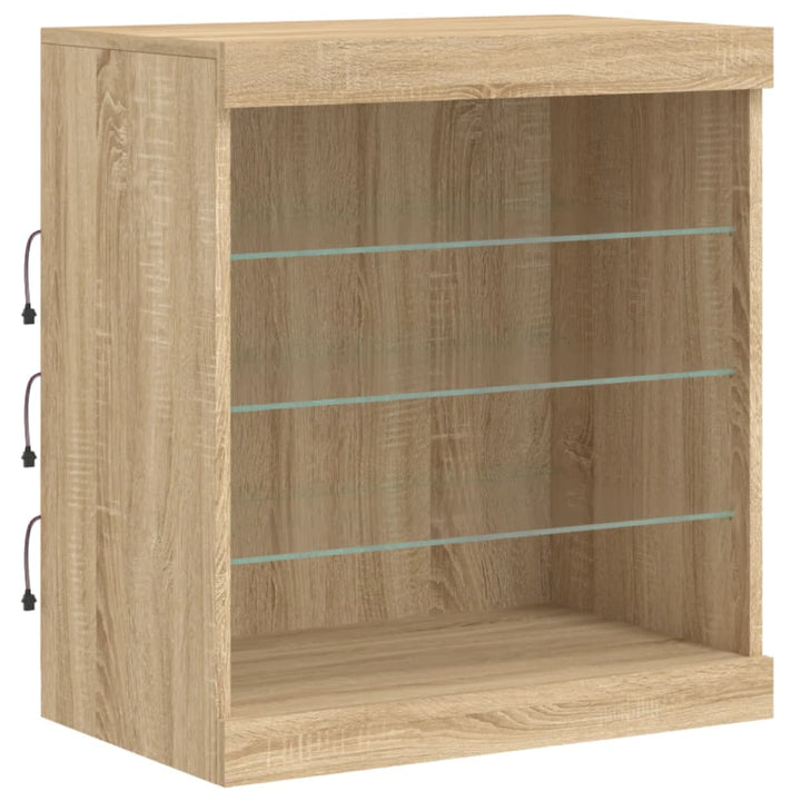 skænk med LED-lys 60,5x37x67 cm sonoma-eg