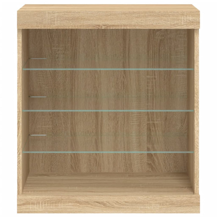 skænk med LED-lys 60,5x37x67 cm sonoma-eg