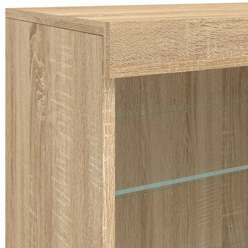 skænk med LED-lys 60,5x37x67 cm sonoma-eg