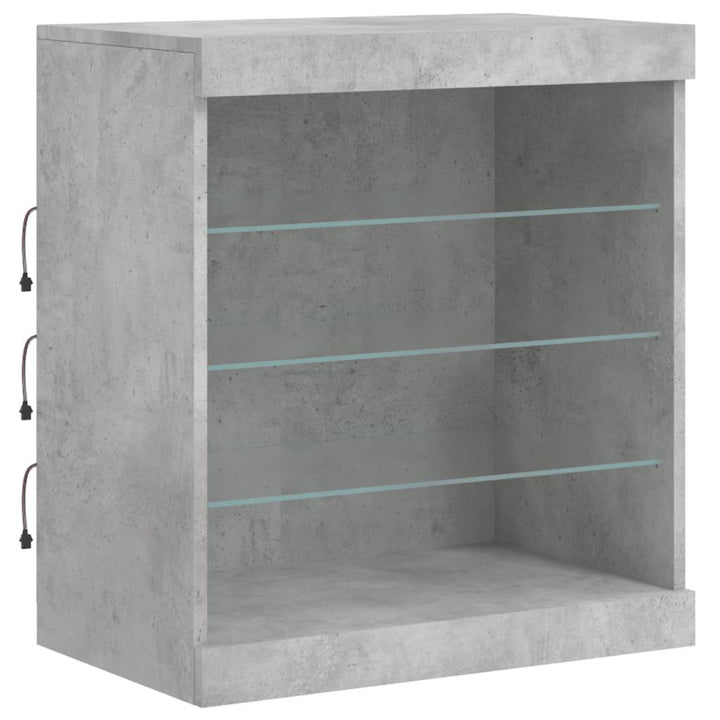 skænk med LED-lys 60,5x37x67 cm betongrå