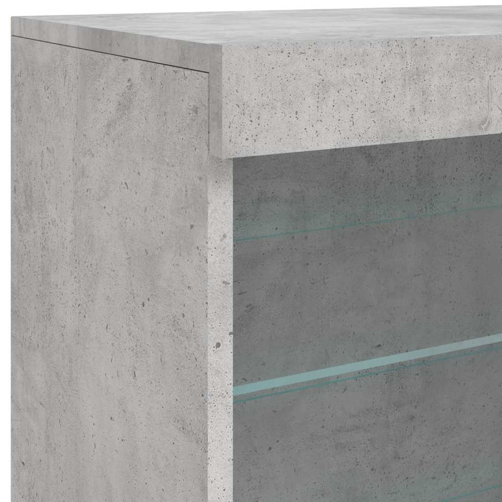 skænk med LED-lys 60,5x37x67 cm betongrå