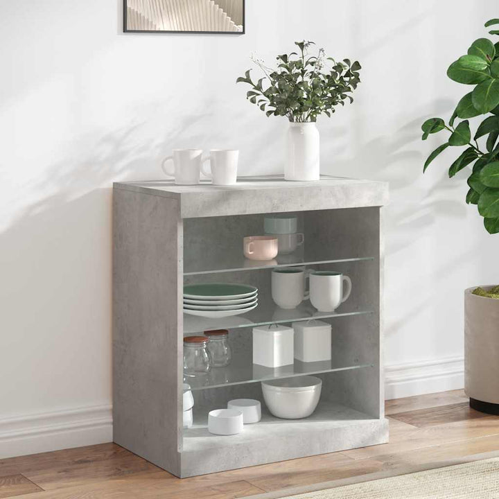 skænk med LED-lys 60,5x37x67 cm betongrå