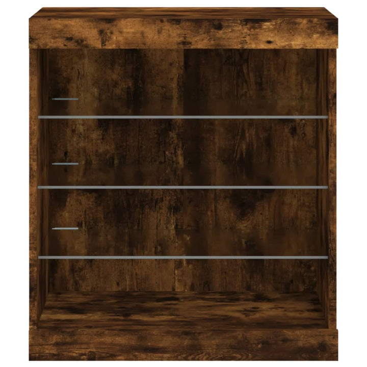 skænk med LED-lys 60,5x37x67 cm røget egetræsfarve