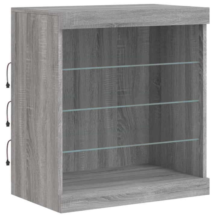 skænk med LED-lys 60,5x37x67 cm grå sonoma-eg