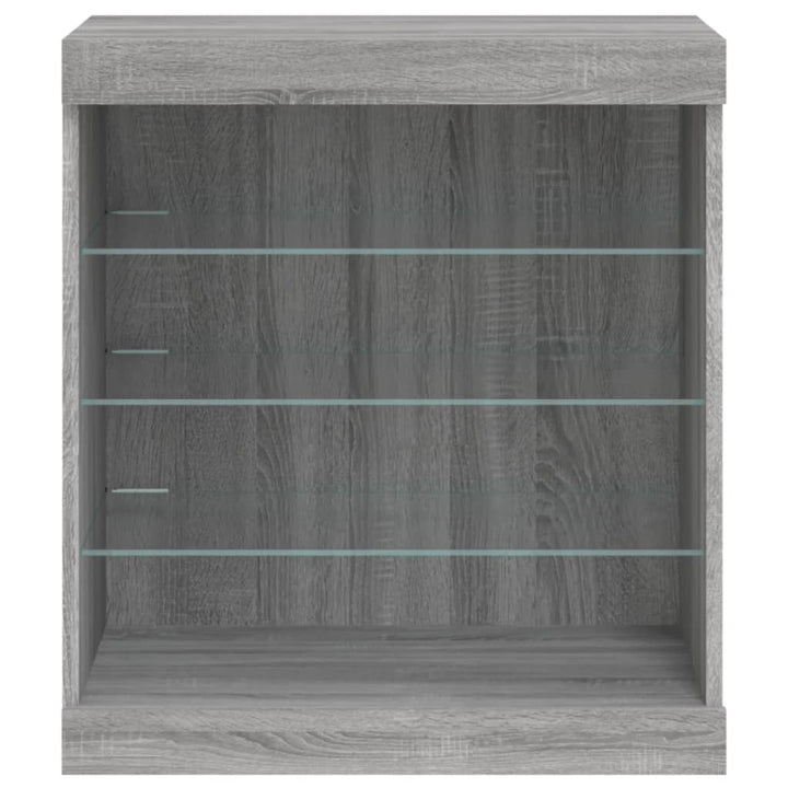 skænk med LED-lys 60,5x37x67 cm grå sonoma-eg